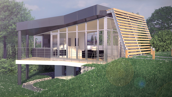 Design work for a privat office building. Rendering: 3ds max Vray Photoshop