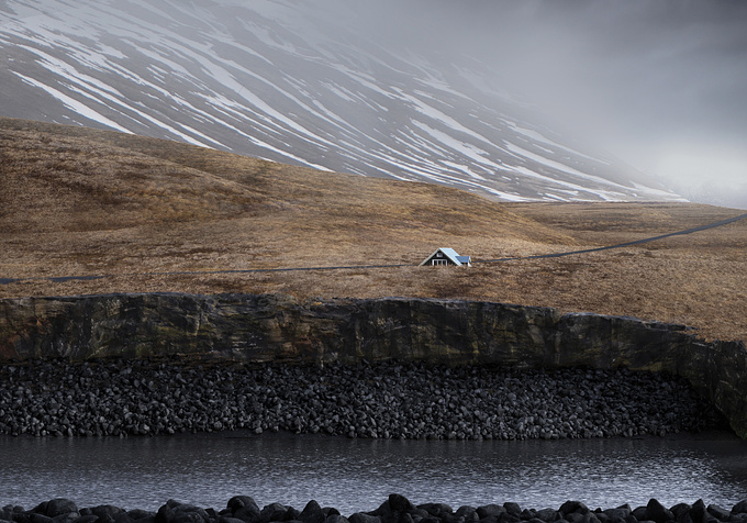 Re-worked a bit this image in a landscape format. Originally in portrait and inspired by a photo I personally shoot in Iceland a few years ago.
Full CGI