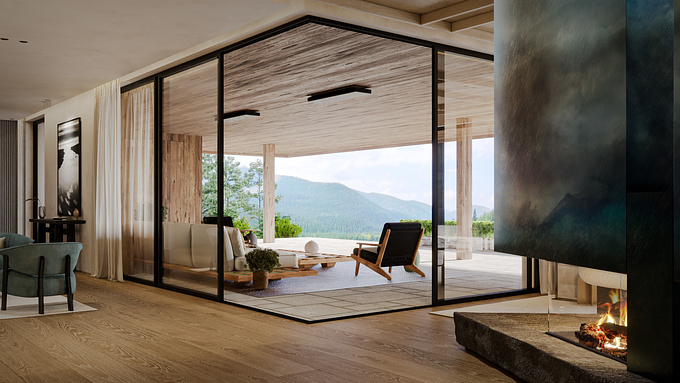 Located in the Western Austria, this 2500m2 real estate development villa is a perfect blend between chalet-style and contemporary architecture. It's blended with it's environment, emphasizing the hill's slope and having a beautiful view over the mountain peaks and the valley beneath it. 
