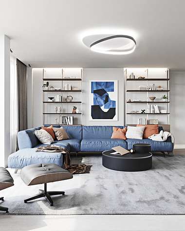 Living room with hints of blue