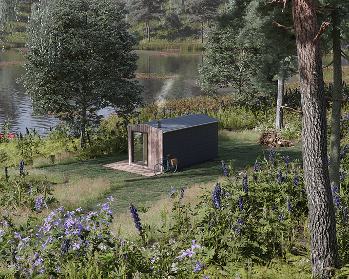 ROOM is a garden office, workshop or flexible space with unlimited scope for customisation. We talked to the designer about various options as to what environment would be best and used our skills to showcase Room in a lakeside setting and set the scene with fully 3D assets.