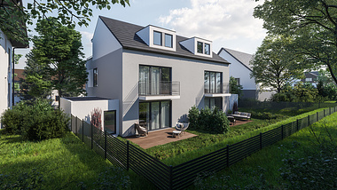 Architectural visualization of a home and a garden