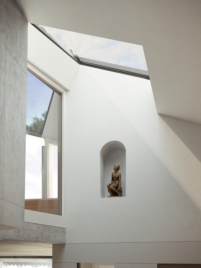 Calm yet powerful, silent yet loud and unequal yet balanced. This house in Germany has the ability to lose the viewer in their own thoughts as the striking equilibrium and free space allow the viewer / occupant to think and appreciate this beautiful space. 