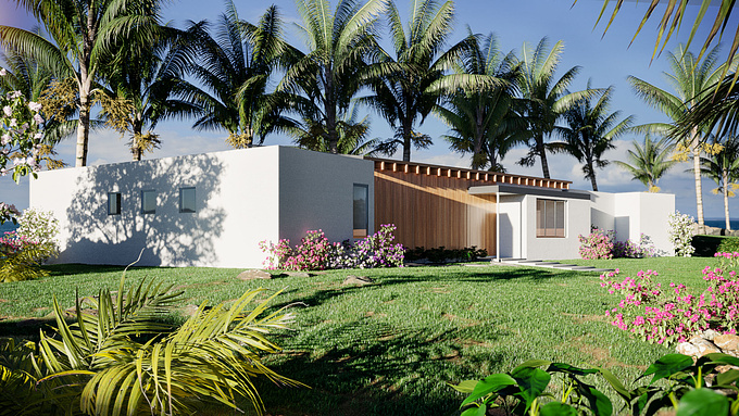 These photorealistic images were created to enhance the Isurus Bahamas house and showcase the full potential of the project, aiming to connect the architecture with the vegetation and local environment, demonstrating the connection with nature.